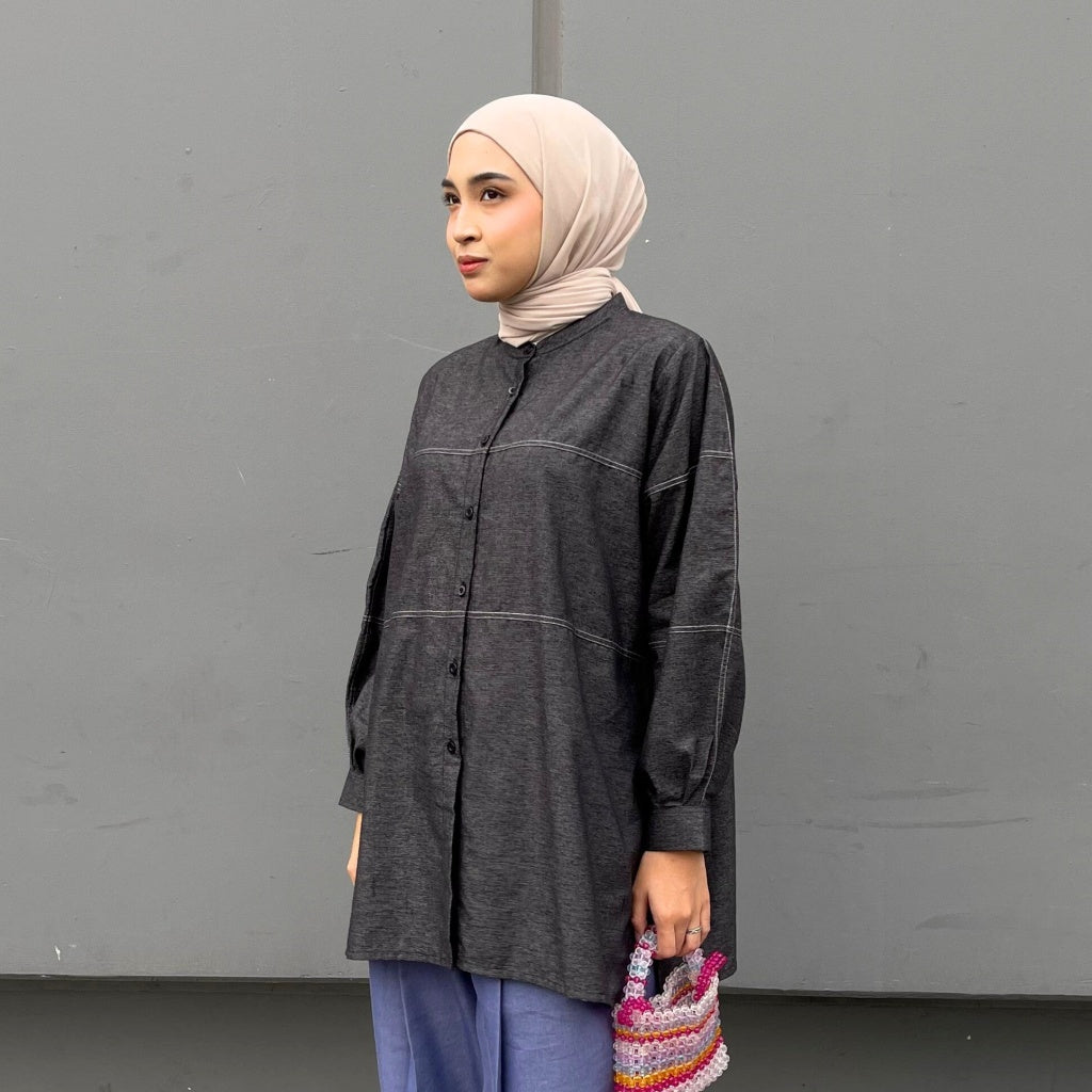 Image of Eclemix Top Nour Oversized Casual Shirt | Atasan Katun Wanita Casual Style